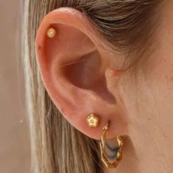 Aros Maya Brillo Oro 18K