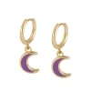 Aros Moon Lila Plata Dorada