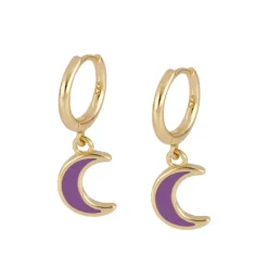 Aros Moon Lila Plata Dorada