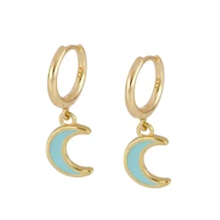 Aros Moon Turquesa Plata Dorada