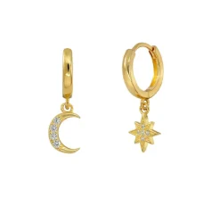 Aros Moonstar Plata Dorada