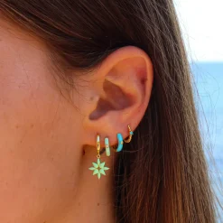 Aros Muffin Green Plata Dorada