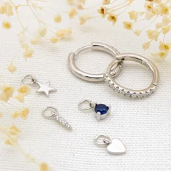 Aros Multi Charms Blue Plata