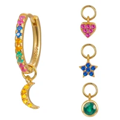 Aros Multi Charms Colors Plata Dorada