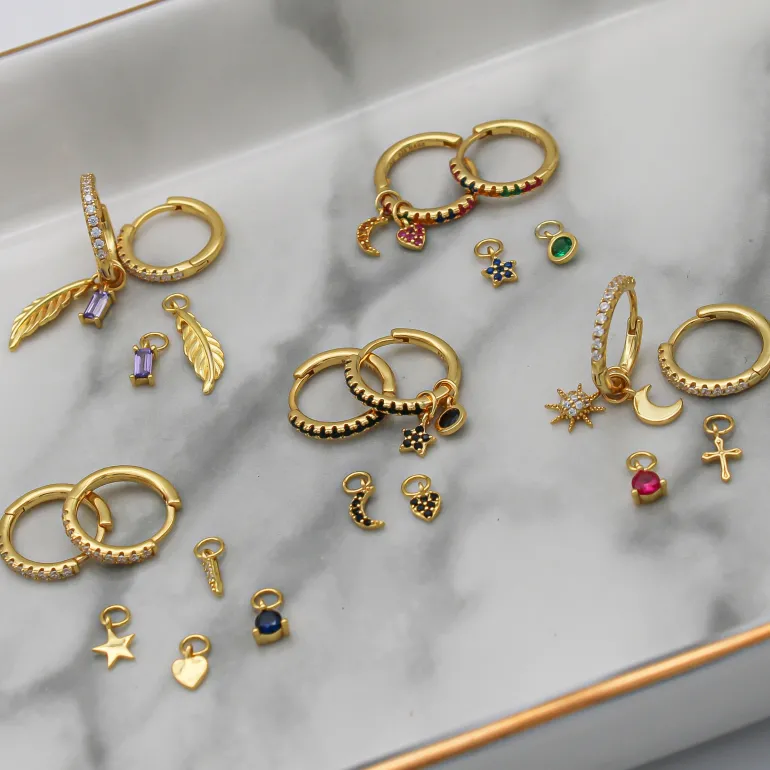 Aros Multi Charms Colors Plata Dorada