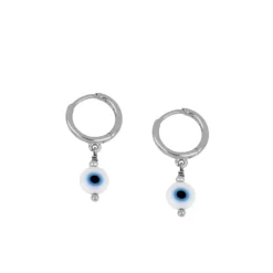Aros Ojo Turco White Plata