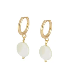 Aros Round Nácar Plata Dorada
