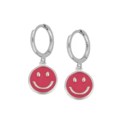 Aros Smiley Fucsia Plata