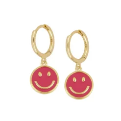 Aros Smiley Fucsia Plata Dorada