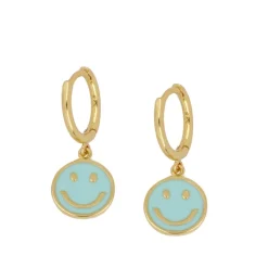 Aros Smiley Turquesa Plata Dorada