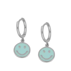 Aros Smiley Turquesa Plata