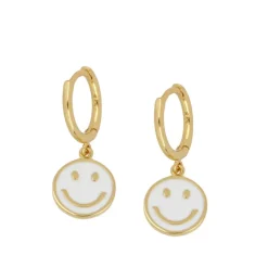 Aros Smiley White Plata Dorada