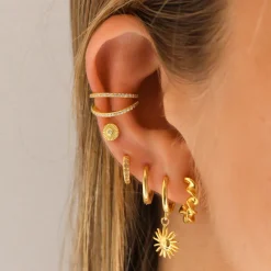 Aros Sol Plata Dorada