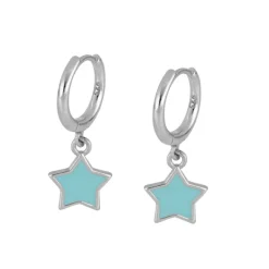 Aros Star Turquesa Plata