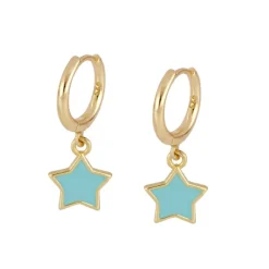 Aros Star Turquesa Plata Dorada
