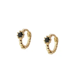 Aros Vani Black Plata Dorada