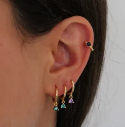 Aros Vani Black Plata Dorada