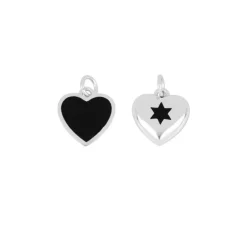 Charm Heart Black Plata