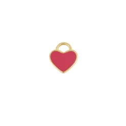 Charm Heart Fucsia Plata Dorada