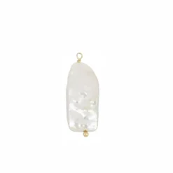 Charm Rectangle Pearl Plata Dorada