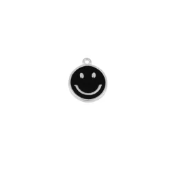 Charm Smiley Black Plata