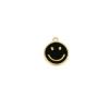 Charm Smiley Black Plata Dorada