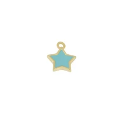 Charm Star Turquesa Plata Dorada