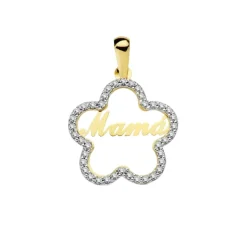 Colgante Flor Mamá Oro Bicolor 18K