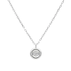 Collar Chatón Diamante Oro Blanco 18K
