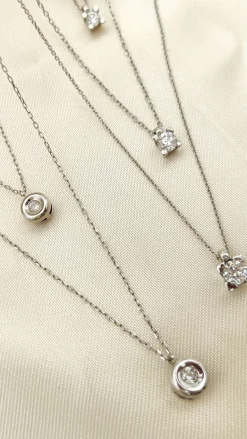 Collar Chatón Diamante Oro Blanco 18K