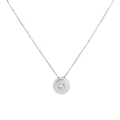 Collar Chatón Seda Circonita Oro Blanco 18K