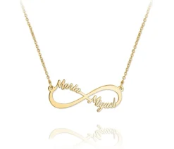 Collar Infinito 2 Nombres Plata Dorada