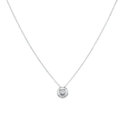 Collar Mini Chatón Circonita Oro Blanco 18K