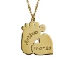 Collar Pie Corazón Personalizable Plata Dorada