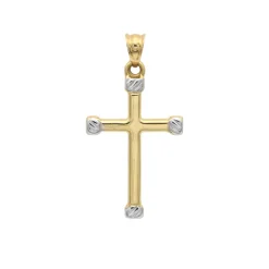 Cruz Lisa Oro Bicolor 18K