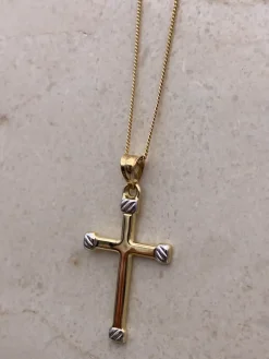 Cruz Lisa Oro Bicolor 18K