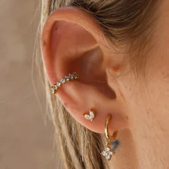 Ear Cuff Grecia Aqua Plata Dorada