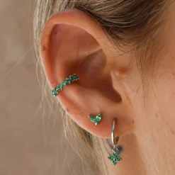 Ear Cuff Grecia Green Plata
