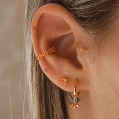 Ear Cuff Grecia Naranja Plata Dorada