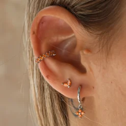 Ear Cuff Grecia Naranja Plata