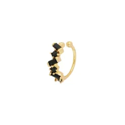 Ear Cuff Hidra Black Plata Dorada