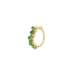 Ear Cuff Hidra Verde Plata Dorada