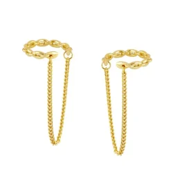 Ear Cuff Naira Chain Plata Dorada