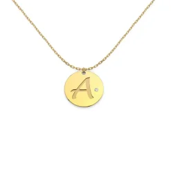 Gargantilla Diamond Medal Letter Oro 18K