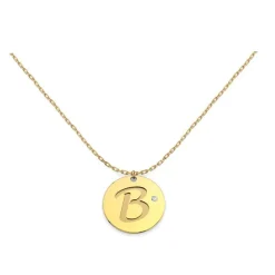 Gargantilla Diamond Medal Letter Oro 18K