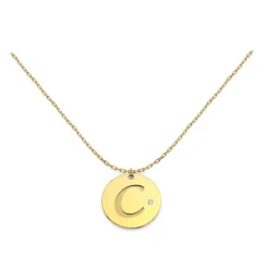 Gargantilla Diamond Medal Letter Oro 18K