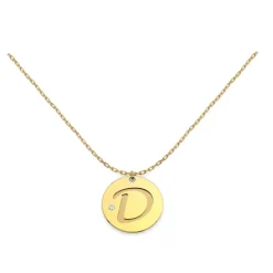 Gargantilla Diamond Medal Letter Oro 18K