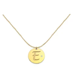 Gargantilla Diamond Medal Letter Oro 18K