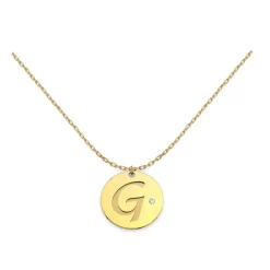 Gargantilla Diamond Medal Letter Oro 18K