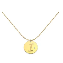 Gargantilla Diamond Medal Letter Oro 18K